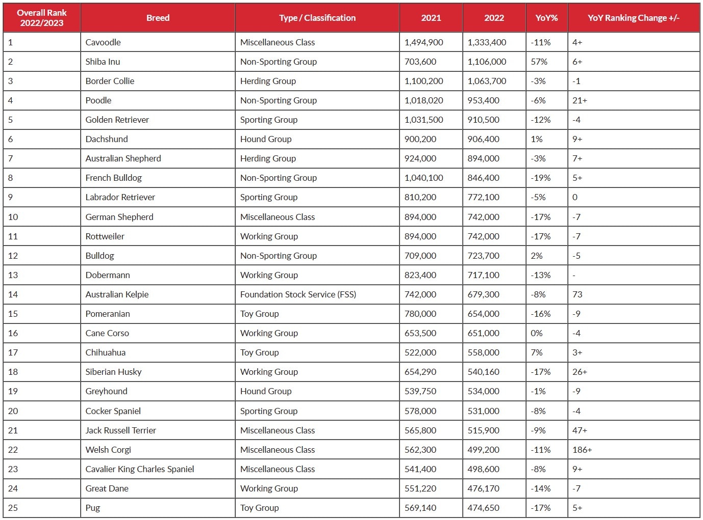 Top 25 Trending Dog Breeds in Australia